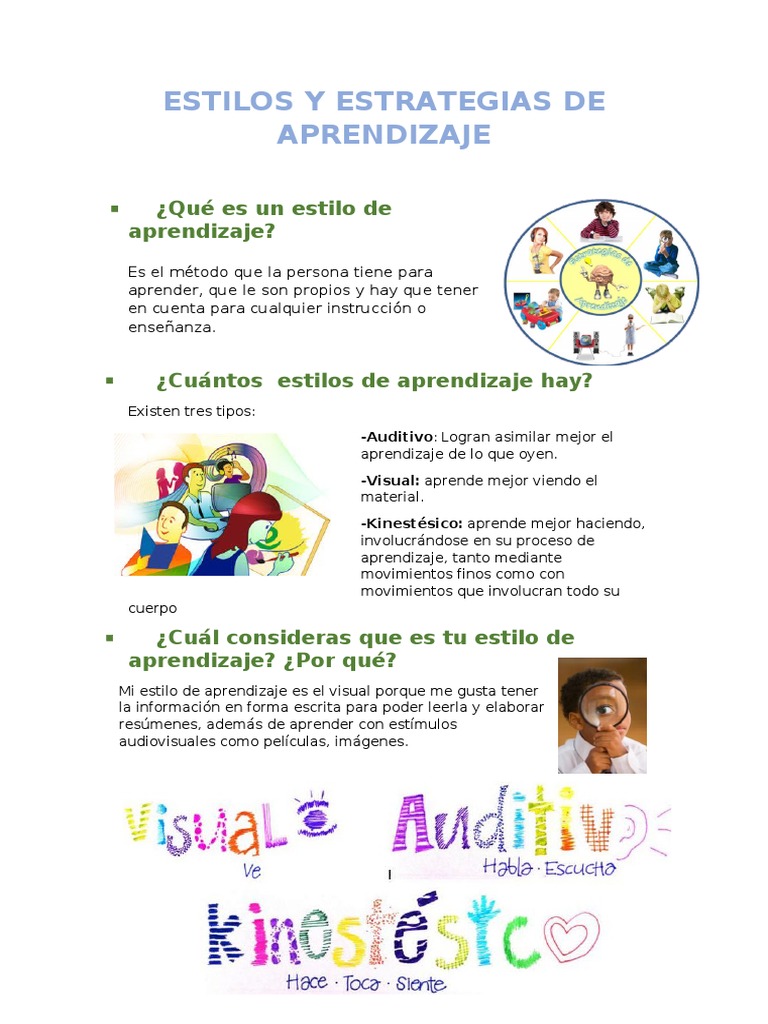 Estilos y Estrategias de Aprendizaje | PDF | Relaciones personales ...