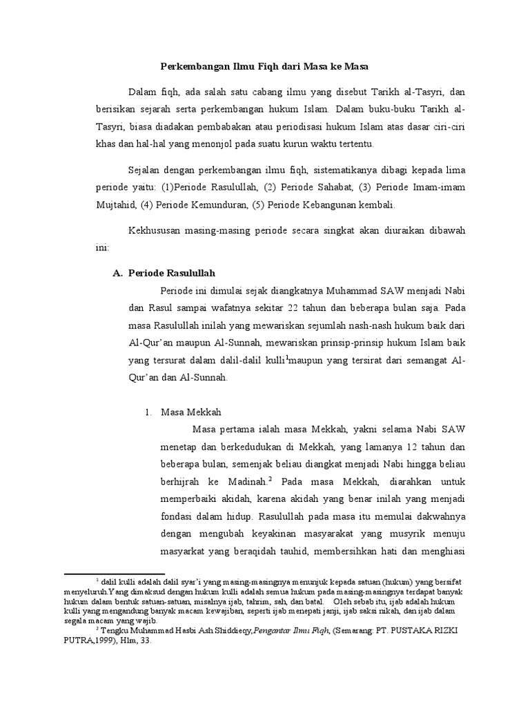 Perkembangan Ilmu Fiqh Dari Masa Ke Masa
