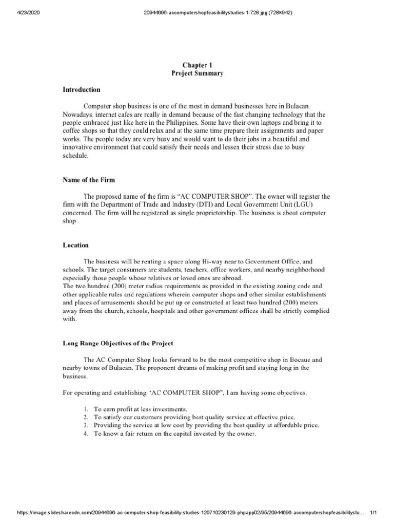 AC Computer Shop Feasibility Study | PDF | Business | Computers