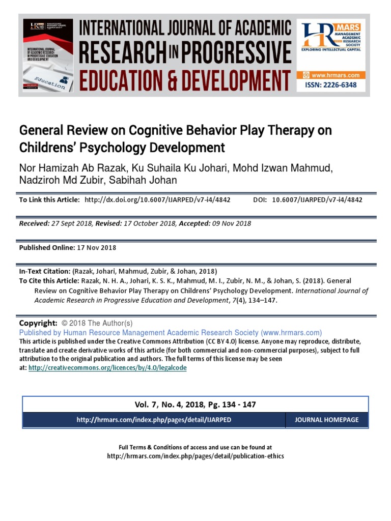 General Review On Cognitive Behavior Play Therapy On Childrens ...