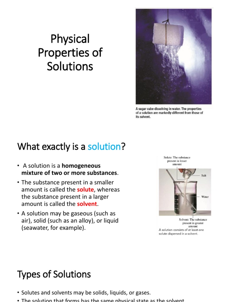 Physical Properties of Solutions PDF Solution Solubility