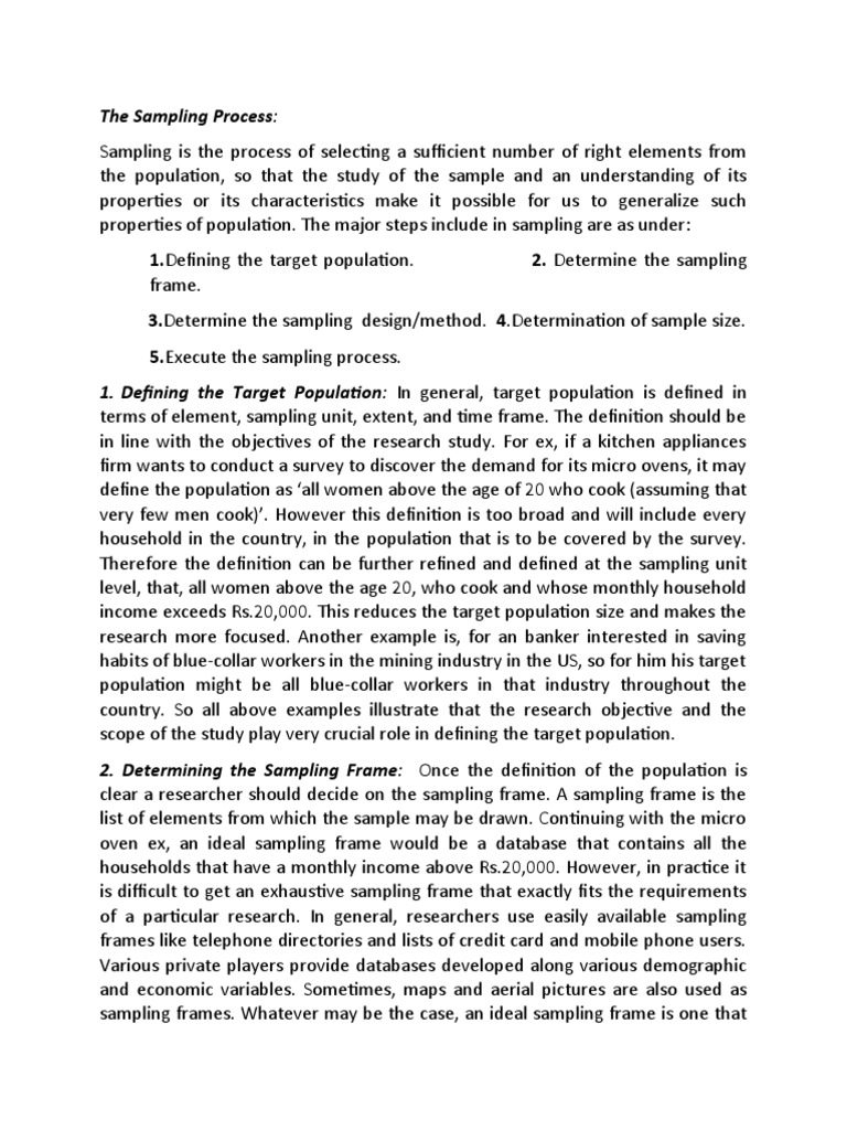 Sampling Process | PDF | Sampling (Statistics) | Research Methods