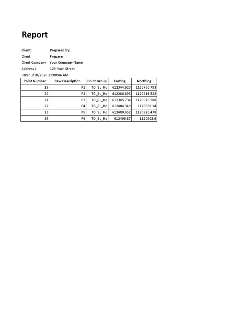 Cogo Point Report: Coordinates Data | PDF