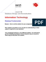 Information Technology: Sample Assignment 1B Database Design and Normalisation