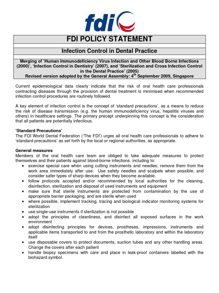 Infection Control in Dental Practice 2009 Infection Control Health