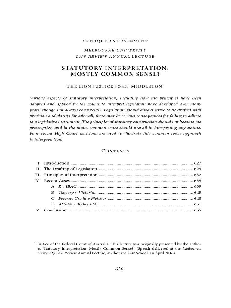 Statutory Interpretation in Australia | PDF | Statutory Interpretation ...