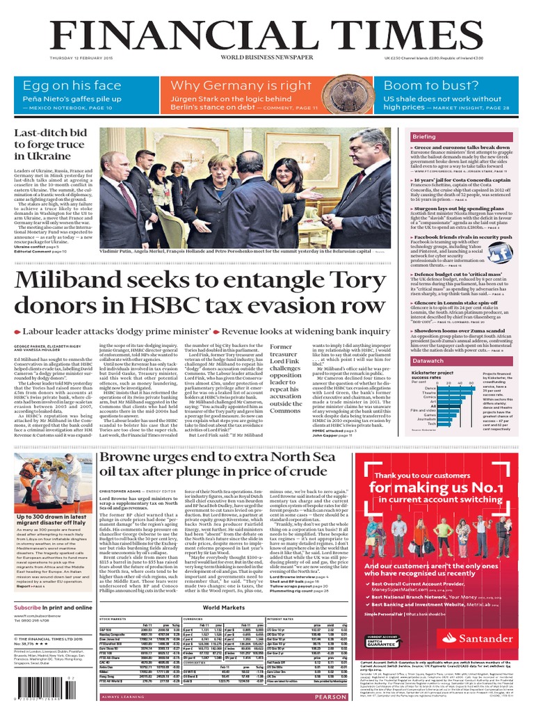 Egg On His Face Boom To Bust? Why Germany Is Right: Miliband Seeks To  Entangle Tory Donors in HSBC Tax Evasion Row, PDF, Hsbc