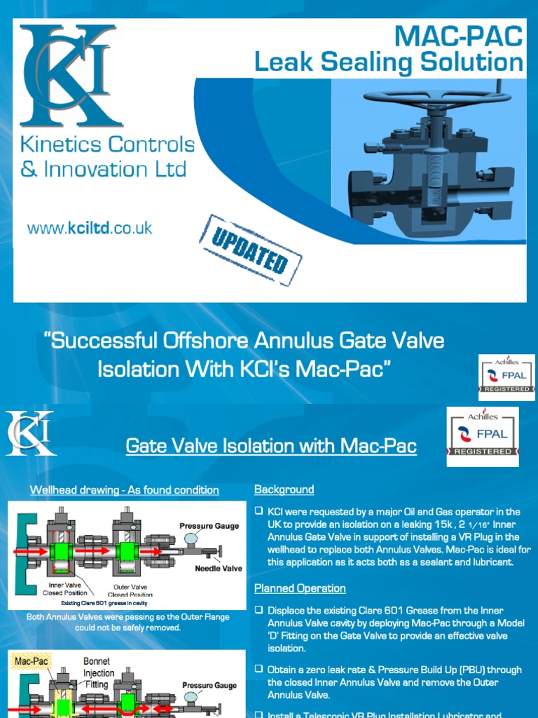 Successful Offshore Annulus Gate Valve Isolation With KCI's MacPac