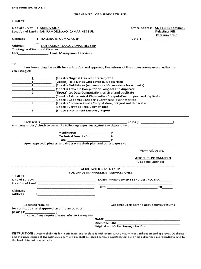 Survey Return Transmittal Form GSD-E-4 | PDF | Business