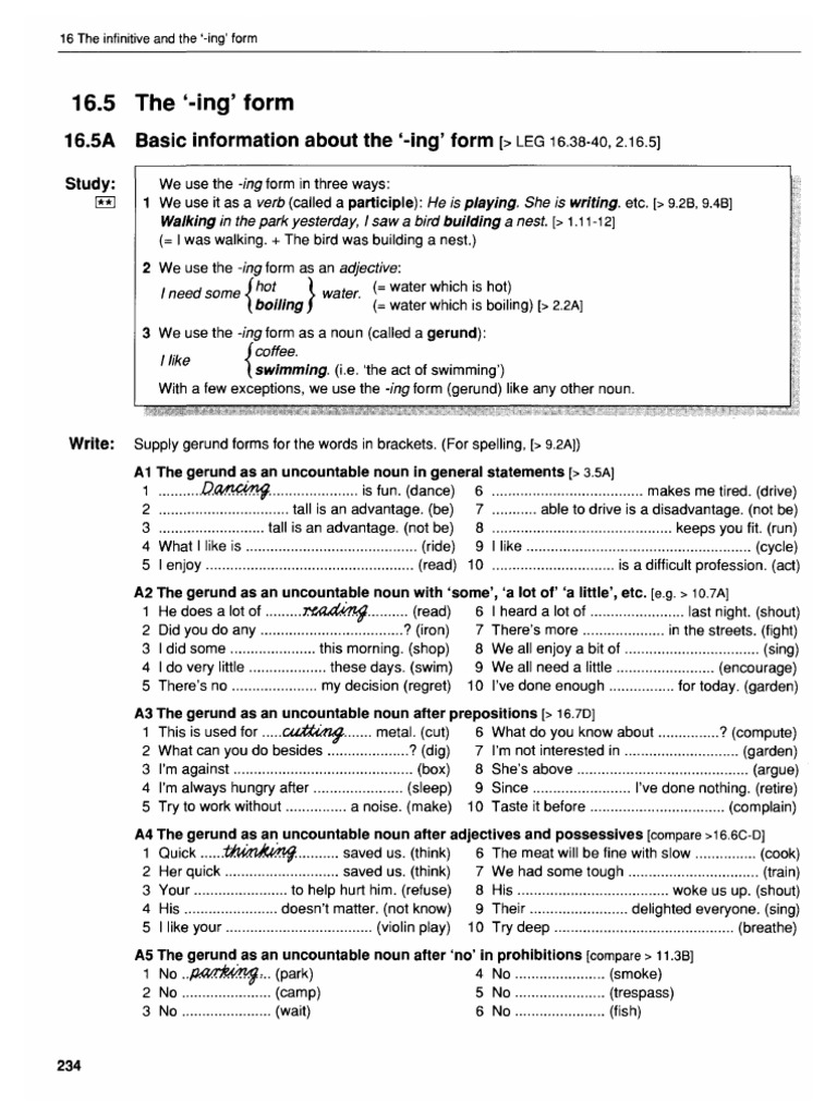 Grammar Practice Intermediate - 16.5 - The - Ing Form | PDF