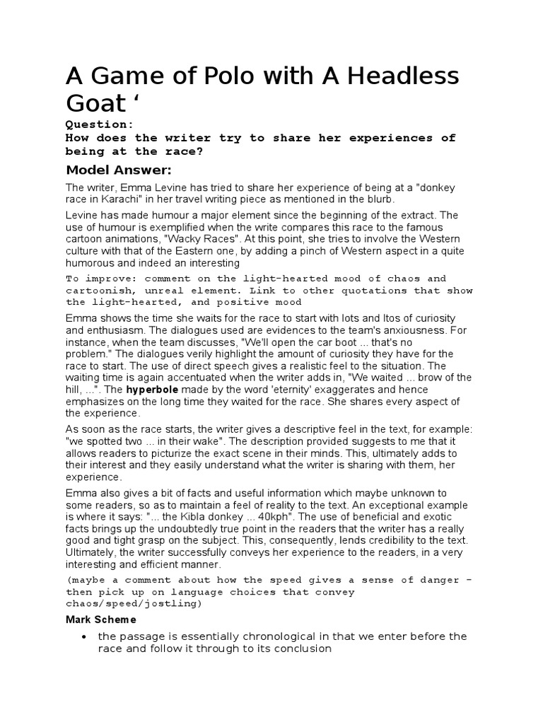 From a game of polo with a headless goat notes essay image