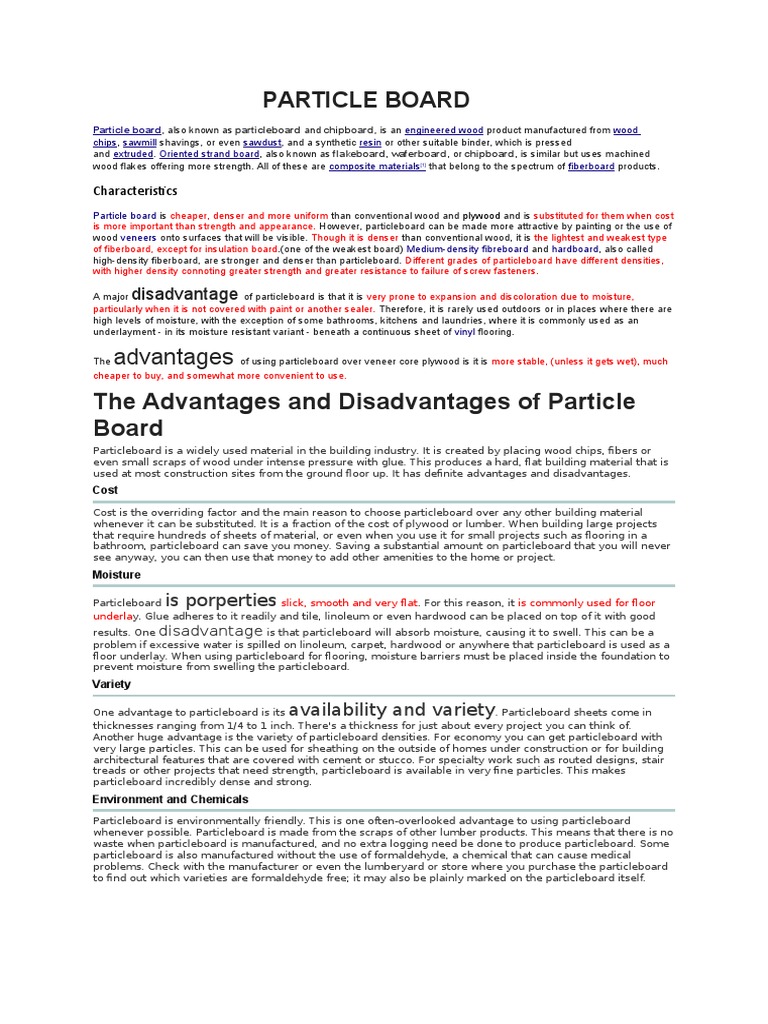 The Advantages and Disadvantages of Particle Board PDF Woodworking