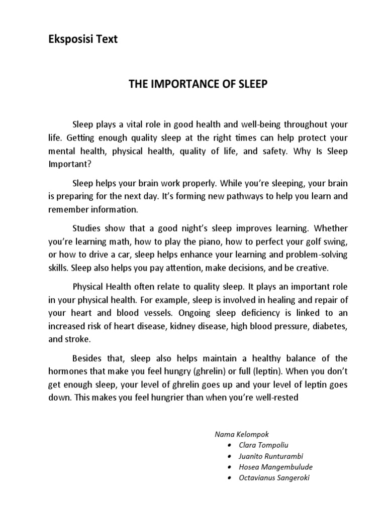 The Importance Of Sleep Pdf