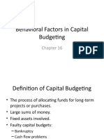 Behavioral Factors in Capital Budgeting