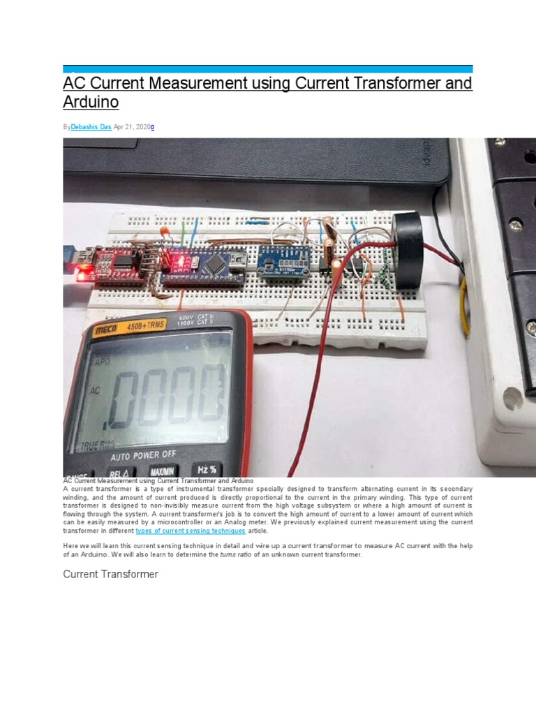 AC Current Measurement Using CT PDF Transformer Resistor
