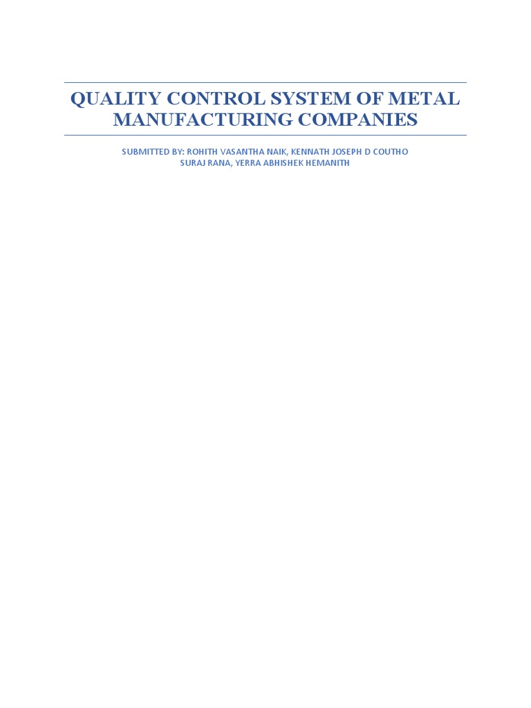 Quality Control System of Metal Manufacturing Companies | PDF | Quality ...