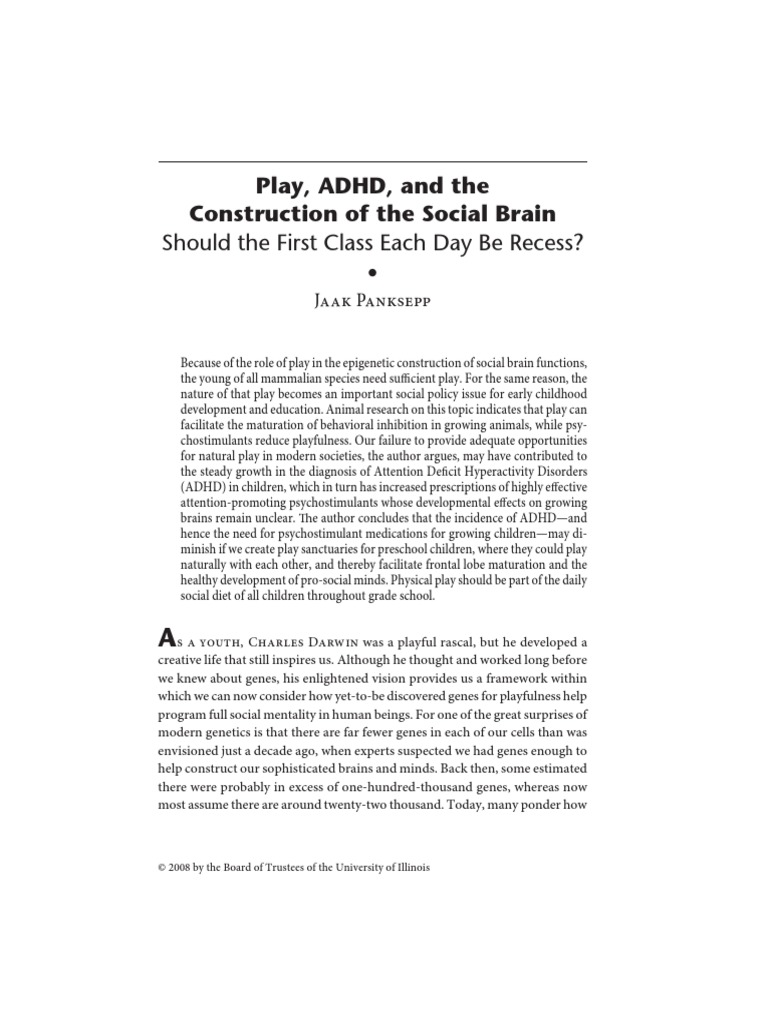 Play, ADHD, and The Construction of The Social Brain: 3hould | PDF ...