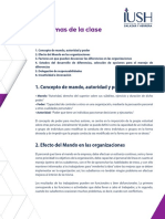 Temas de la clase sobre conceptos de mando, autoridad, poder y factores de conflicto