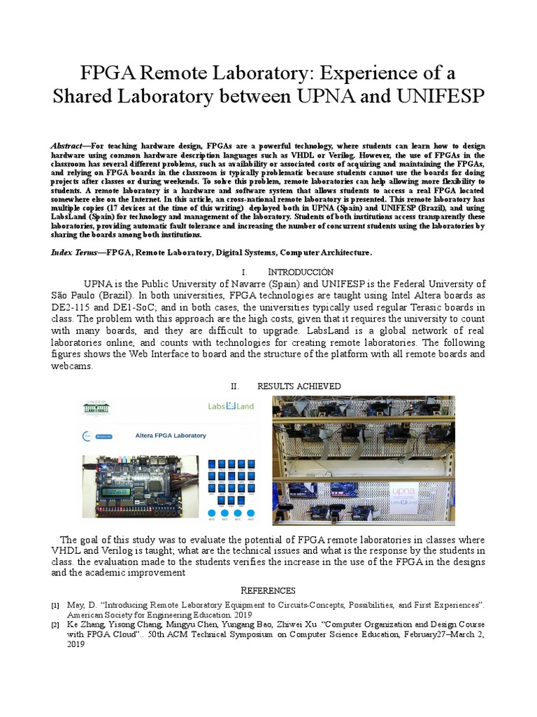 Remote Lab TAEE 2020 PDF | PDF | Field Programmable Gate Array | Computing