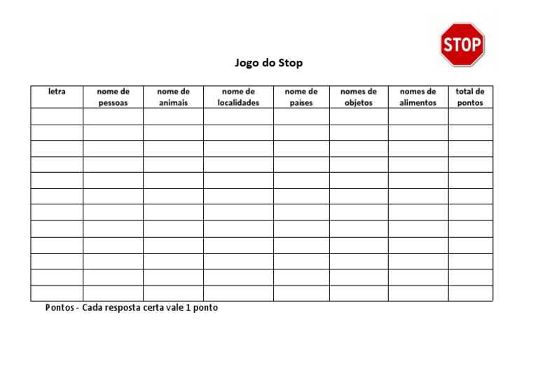 Jogo Do Stop Pdf