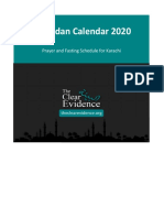 Prayer and Fasting Schedule in Ramadan 2020 For Karachi (English)