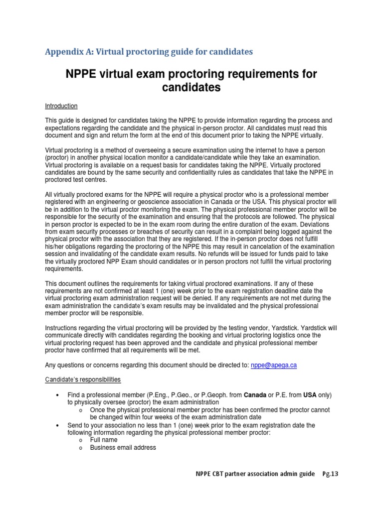 Proctoring Requirements PDF