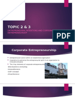 Topic 2 & 3: Entrepreneurial Intentions and Corporate Entrepreneurship