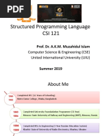 Structured Programming Language CSI 121: Computer Science & Engineering (CSE) United International University (UIU)