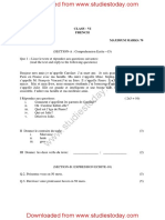 CBSE Class 6 French Sample Paper Set G