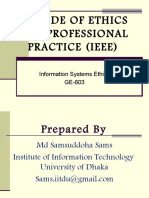 Se Code of Ethics and Professional Practice (Ieee) : Information Systems Ethics GE-603
