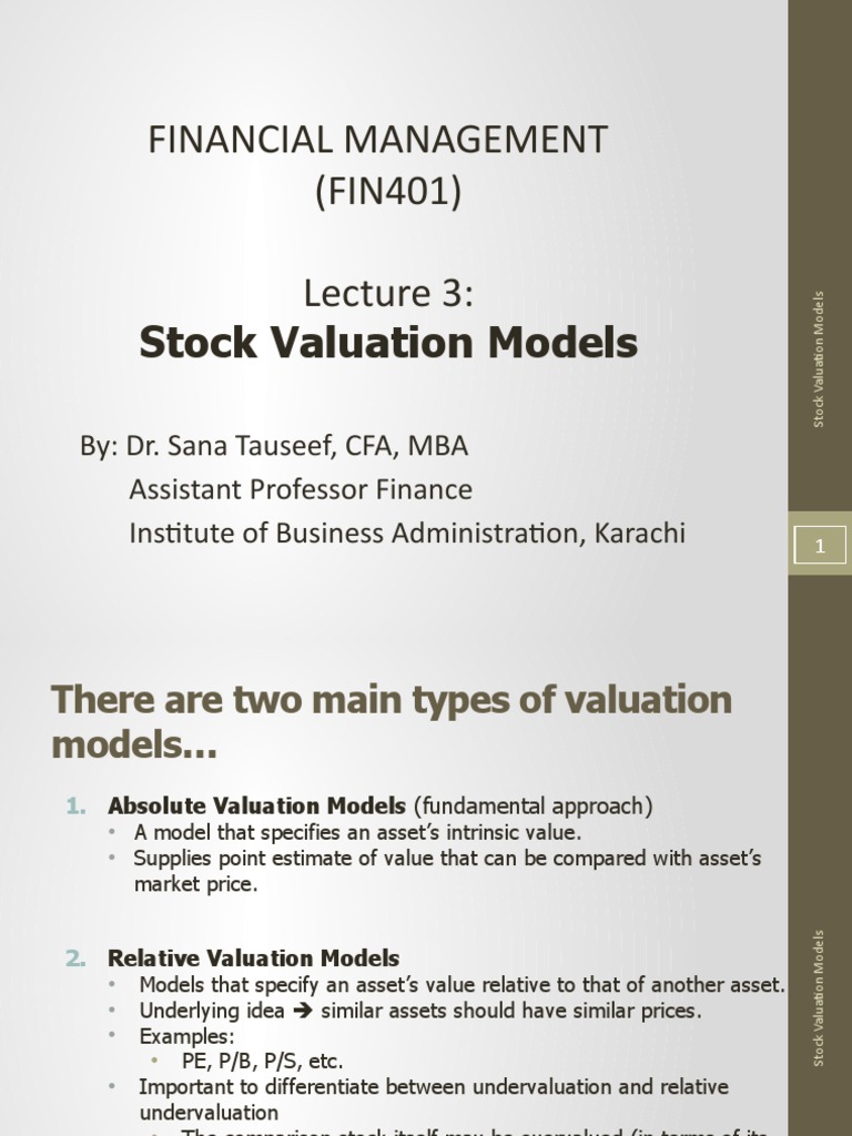 FM-Lecture3-Stock Valuation Models | PDF | Stock Valuation | Valuation ...
