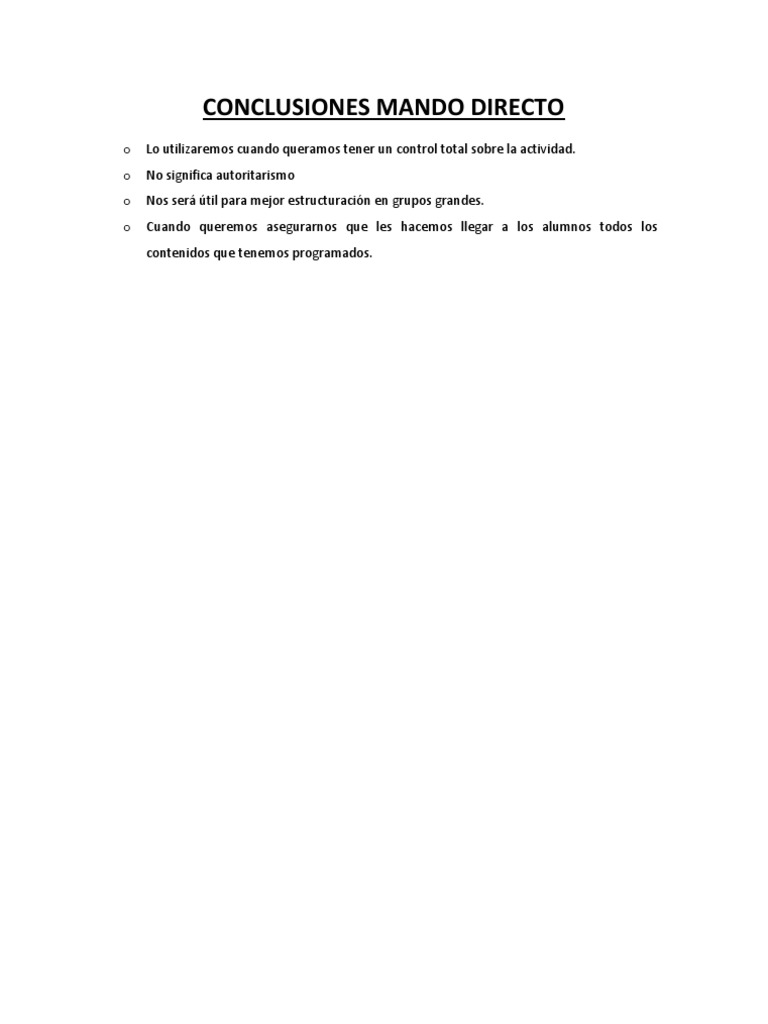 Conclusiones Mando Directo | PDF | Crecimiento personal y profesional ...