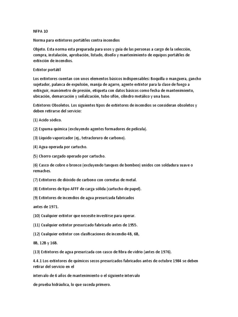Nfpa 10 Extintores Portatiles Contra Incendios | PDF | Sustancias ...