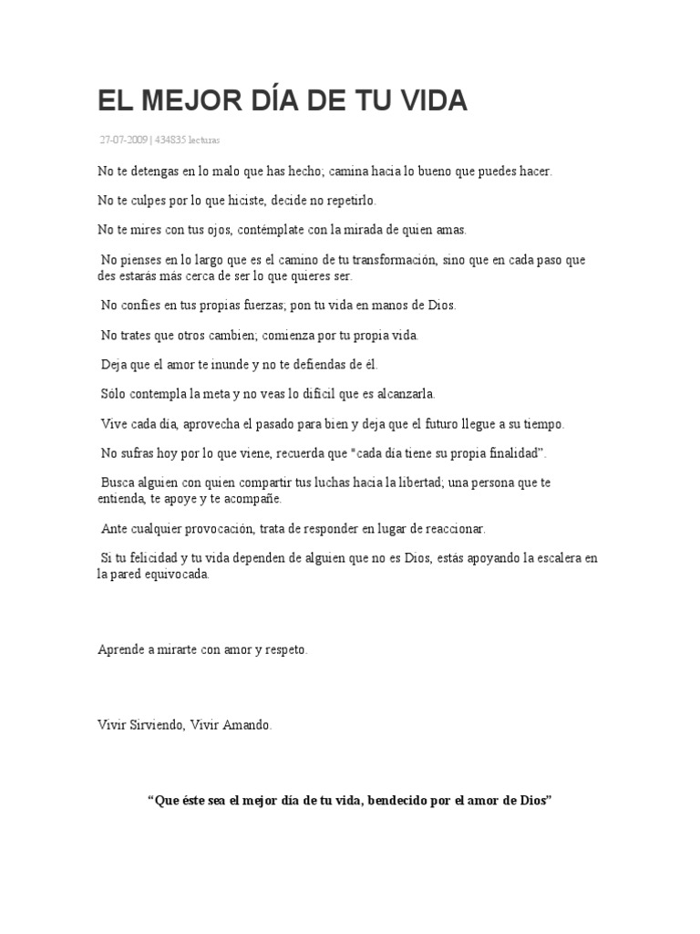 Hoy es el mejor día de tu vida | PDF