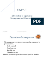 Unit - 1: Introduction To Operations Management and Forecasting