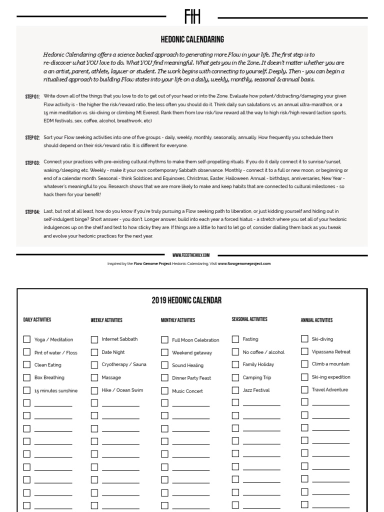 Hedonic Calendaring for Flow States | PDF | Lifestyle