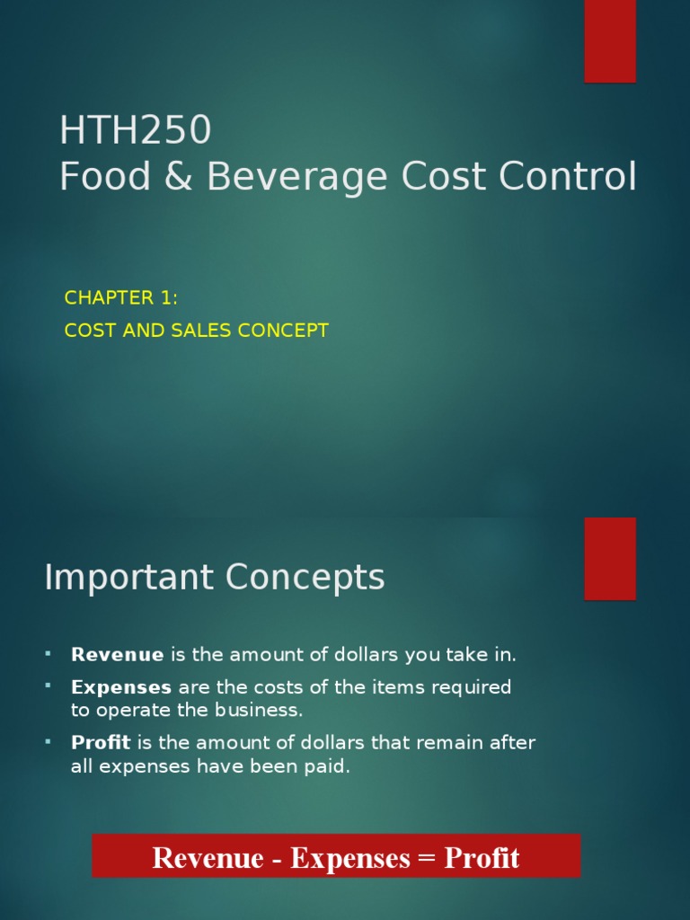 Chapter 1 Introduction To Food and Beverage Control System PDF