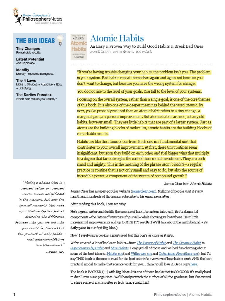 Atomic Habits Habits Psychological Concepts