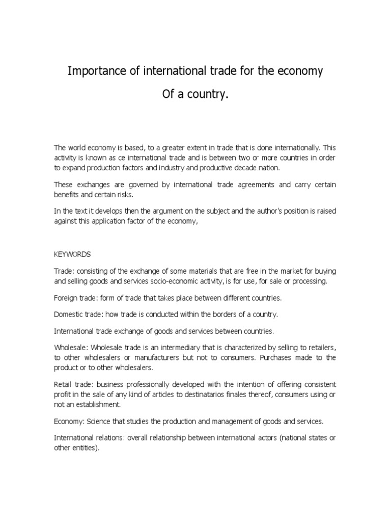 Importance of International Trade For The Economy Geraldine Zarate ...