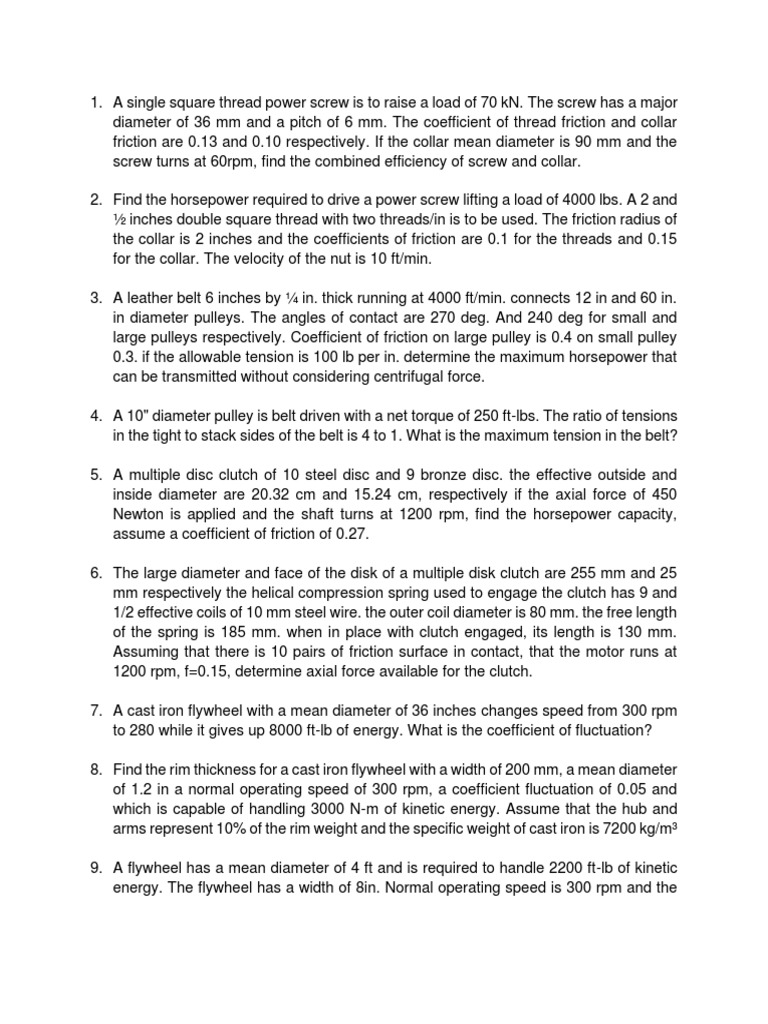 Pointers For Review | PDF | Belt (Mechanical) | Clutch