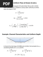 Example: Uniform Flow at Known Q and Y: V RS N