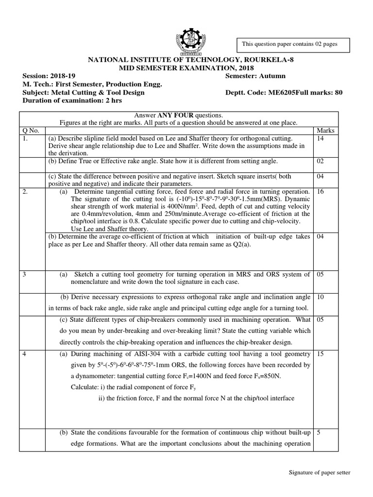Subject Metal Cutting and Tool Design de PDF Machining Force