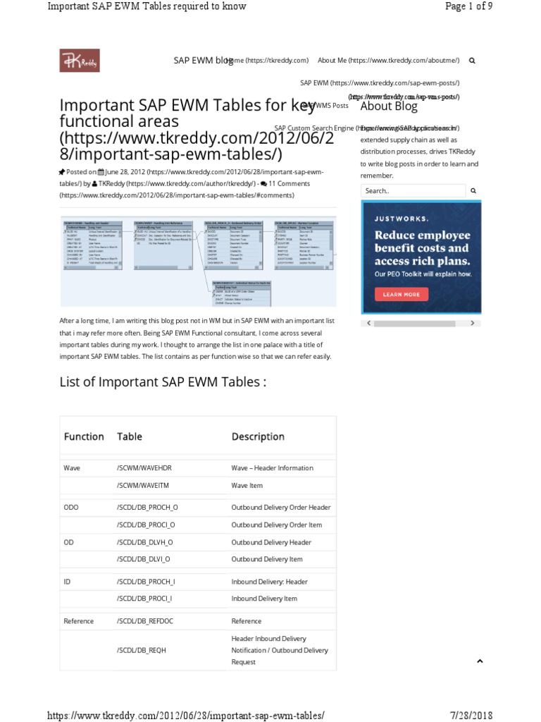 Important Sap Ewm Tables PDF Warehouse Sap Se