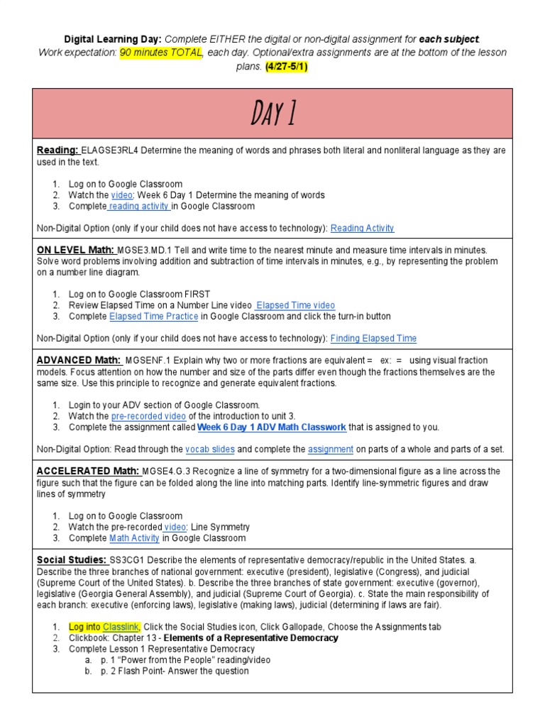 Week 6 Third Grade Digital Lesson Plans | PDF | Judiciaries | Time