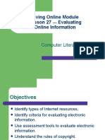 Living Online Module Lesson 27 Evaluating Online Information