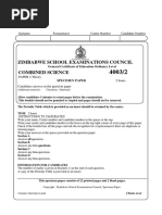 Zimsec Nov 2020 Combined Science Paper 1 | PDF