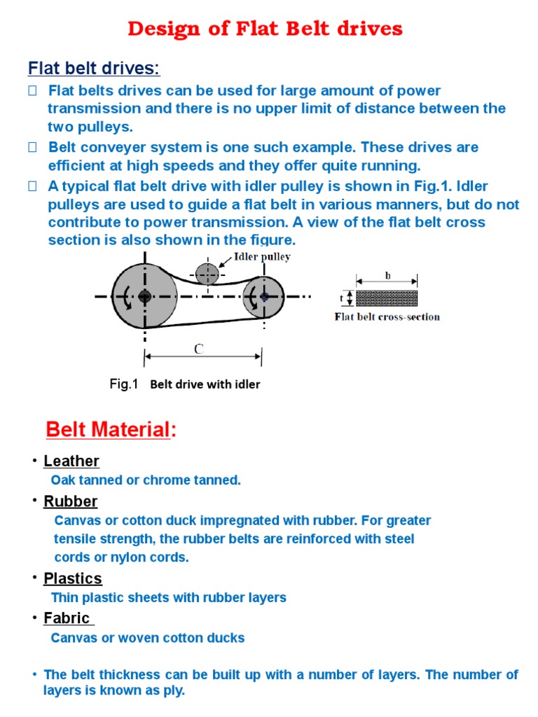 Lec 9 Design of Flat Belt Drives PDF Belt (Mechanical) Mechanical