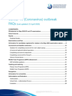 COVID-19 (Coronavirus) Outbreak Faqs: (Last Updated: 23 April 2020)