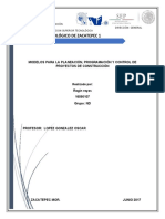 UNIDAD 5 MODELOS PARA LA PLANEACIÓN, PROGRAMACIÓN Y CONTROL DE PROYECTOS DE CONSTRUCCIÓN