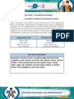 Learning Activity 1 / Actividad de Aprendizaje 1 Evidence: Describing My Kitchen / Evidencia: Describiendo Mi Cocina